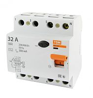 Выключатель дифференциальный (УЗО) ВД1-63 4п 32А 300мА тип AC | код. SQ0203-0034 | TDM